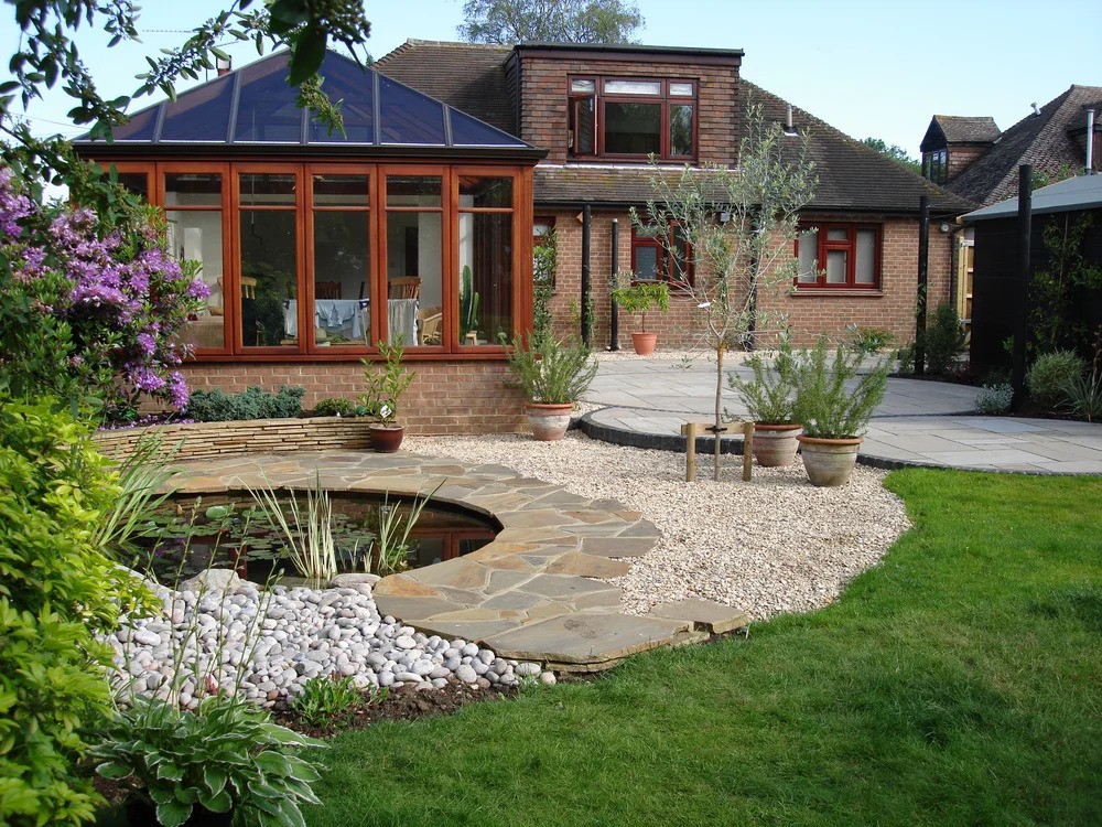A Patio and Pond